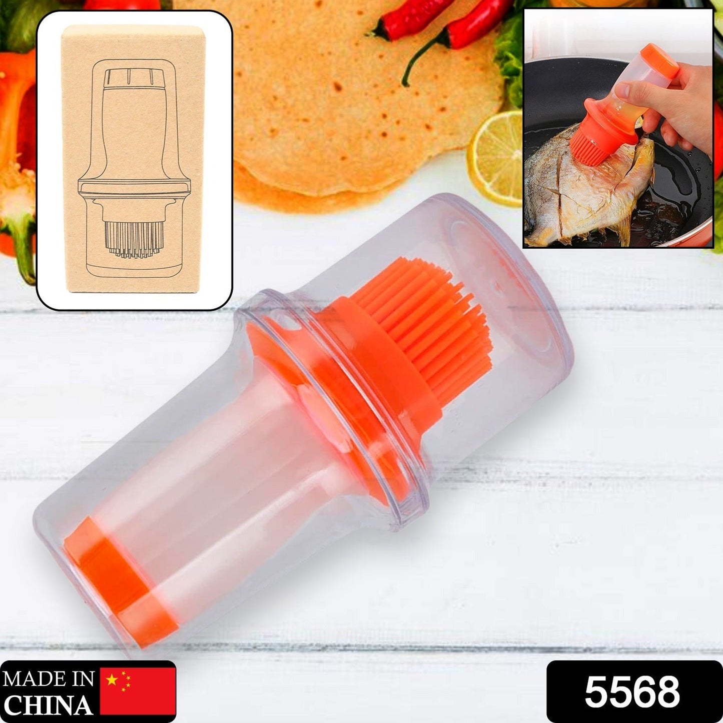 5568 Oil Bottle With Brush Oil Dispenser With Silicone Brush for Cooking Baking BBQ Seasoning Kitchen Food Grade Oil Can, Cooking Oil Dispenser Oil Sprayers (1 Pc)