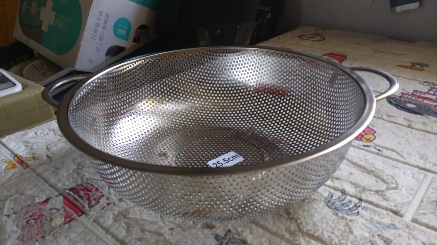 5754 Stainless Steel Colander with Handle, Large Metal Mesh Basket Strainer for Pasta, Spaghetti, Berry, Veggies, Fruits,  Kitchen Food Colander, Dishwasher Safe (1 pc / 25.5 cm)