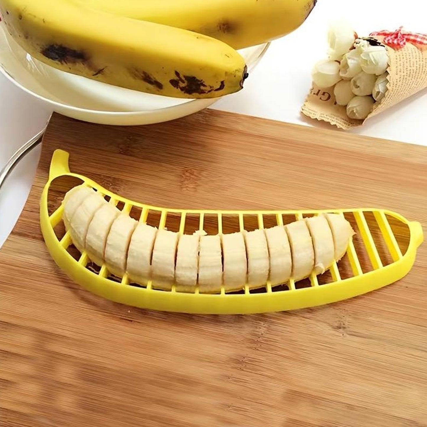 5897 Banana Slicer- Perfect for Fruit Salads Handle Plastic Banana Fruit Slicer Cutter Chopper