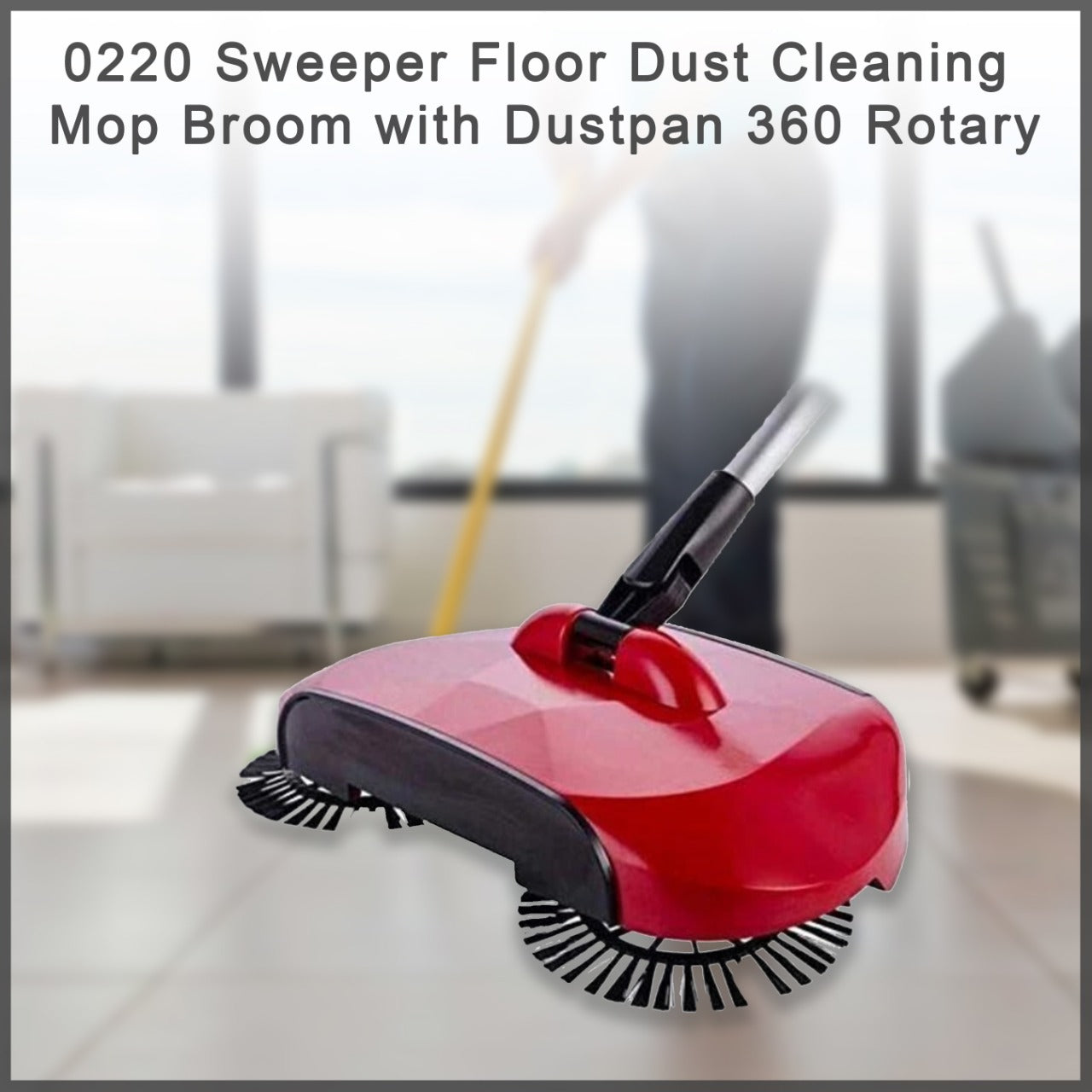 220 Sweeper Floor Dust Cleaning Mop Broom with Dustpan 360 Rotary 