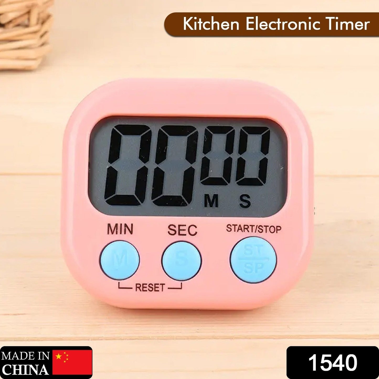 1540  Digital Kitchen Timer Clear Big Digits 0-99 Min for Cooking Office Clock