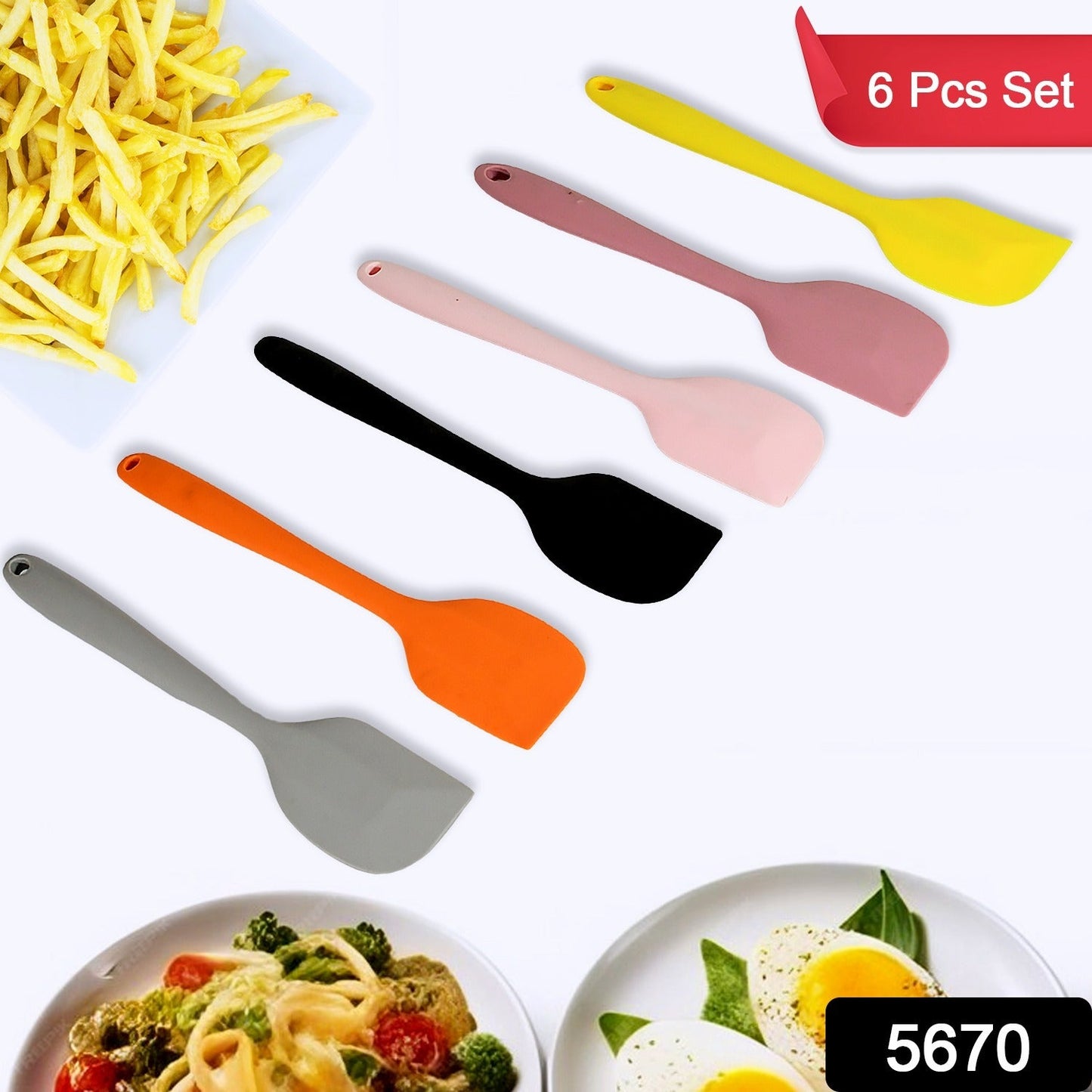 Multipurpose Silicone Spoon, Silicone Basting Spoon Non-Stick Kitchen Utensils Household Gadgets Heat-Resistant Non Stick Spoons Kitchen Cookware Items For Cooking and Baking (6 Pcs Set)