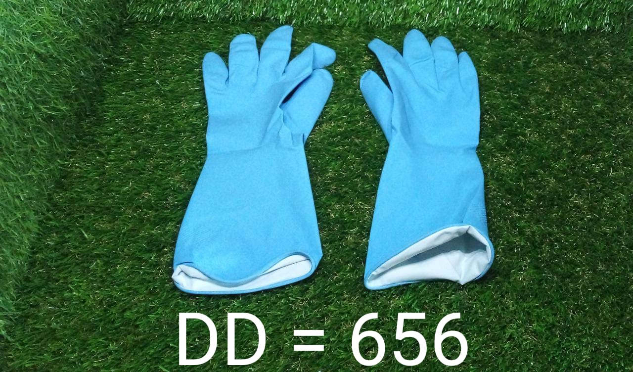 0656 - Cut Glove Reusable Rubber Hand Gloves (Blue) - 1 pc 