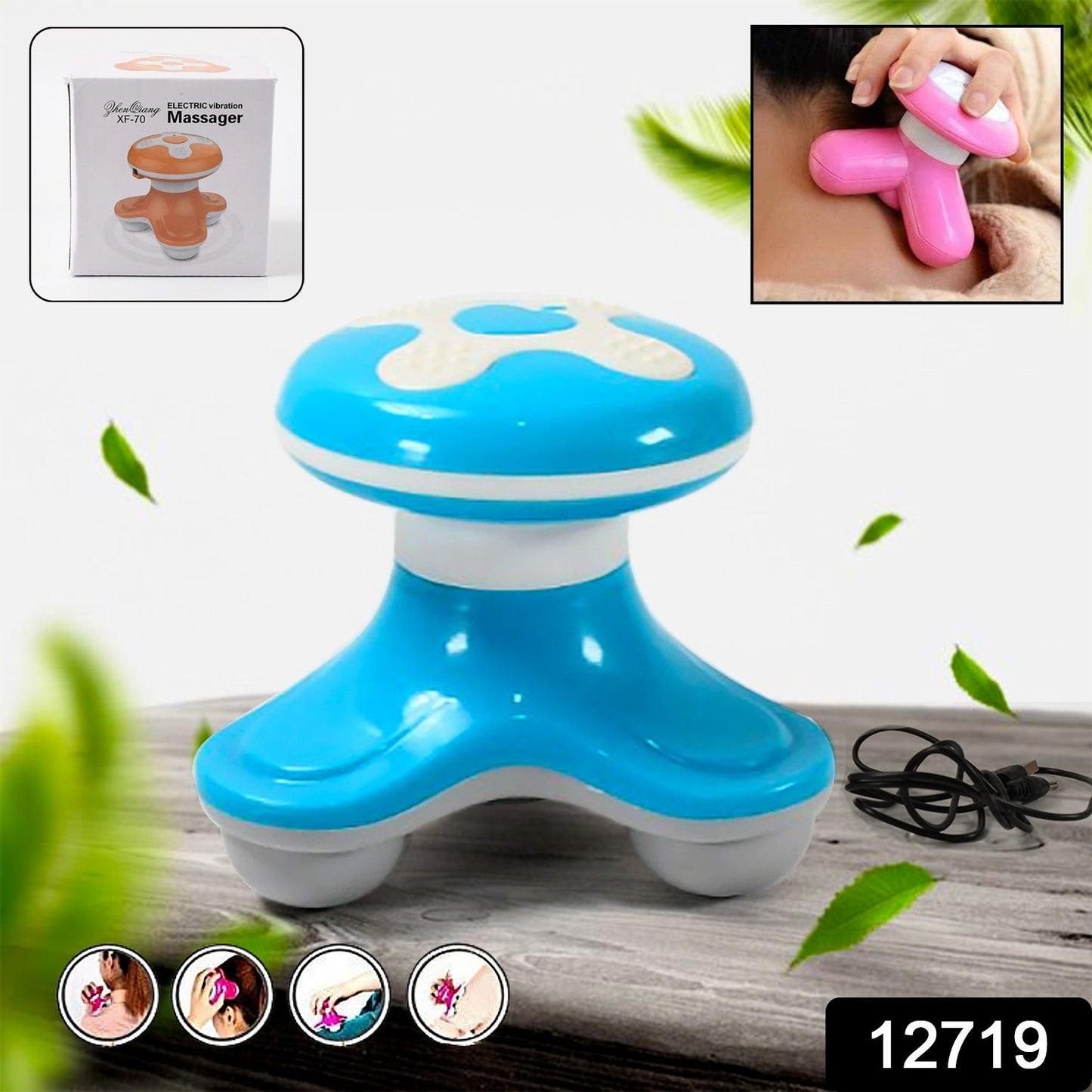 12719 Multifunctional Mini Massager, Triangle Electric USB Massager, Automatic Switch, Relieve Fatigue, As a Gift (1 Pc / Battery Not Included)