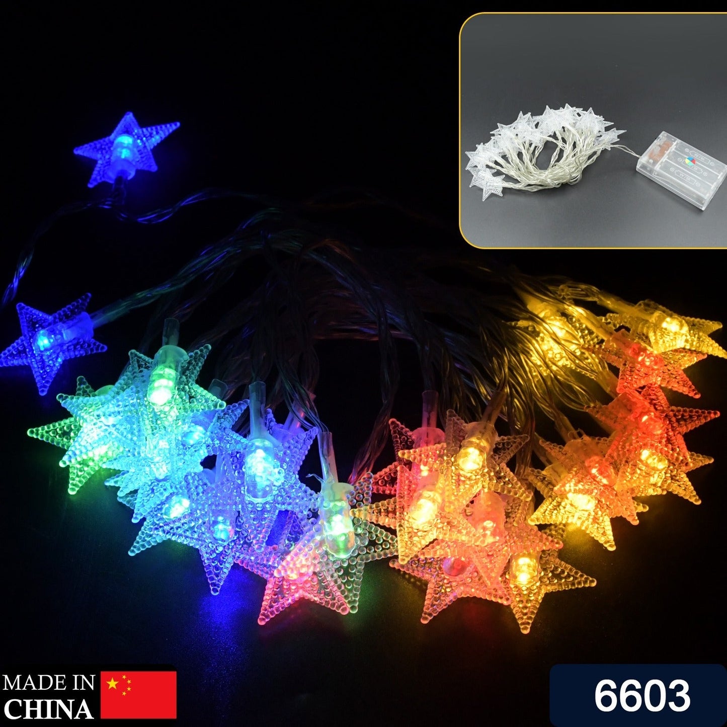 6603  28 LED / Star 3.9 Meter Star Shape Led Light Battery Operated with Flashing Modes for Home Decoration, Kids Room, Waterproof Diwali & Wedding LED Christmas Light Indoor and Outdoor Light ,Festival Decoration (Multicolor Battery Not Included 3.9Mtr)