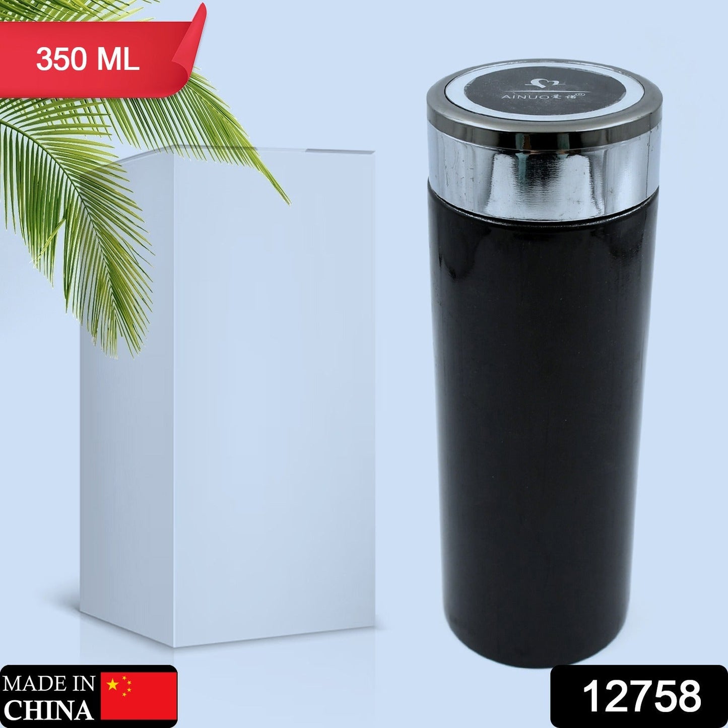 12758 Stainless Steel Water Bottle Leak Proof, Rust Proof, Hot & Cold Drinks, Gym Sipper BPA Free Food Grade Quality, Steel fridge Bottle For office / Gym / School (350 ML)